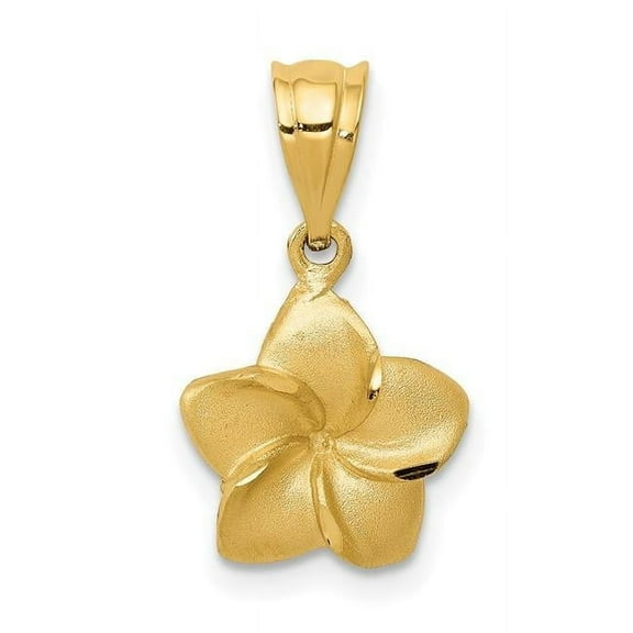 Finest Gold 14K Yellow Gold Plumeria Floral Charm Pendant
