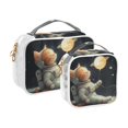 thumbnail image 2 of Cat Astronaut in Moon Stars Clear Cosmetic Bags with Handles PVC Toiletry Bags Zipper Waterproof Portable for Traveling 2 Pcs, 2 of 7