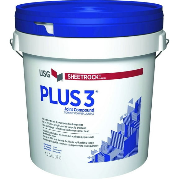 Wallboard Joint Compound Plus 3, Ready Mix, 4.5-Gal. Pail