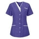 thumbnail image 4 of Camisas para mujer,Túnica de cuello en V para mujer, uniforme estampado de manga corta, tela suave, para uso clínico y profesional, sopatenor, 4 of 6