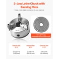 thumbnail image 4 of VEVOR 6 Inch 3-Jaw Self-Centering Lathe Chuck with 1 1/2 in-8 Threaded Backing Plate, 4 of 9