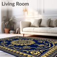 thumbnail image 2 of ODIKA 6'x9' Machine Washable Non-Slip Area Rug, Burst Faux Sheepskin Decorative Accent with Intricate Floral Motifs High Traffic Rug, Blue, 600129, 2 of 7