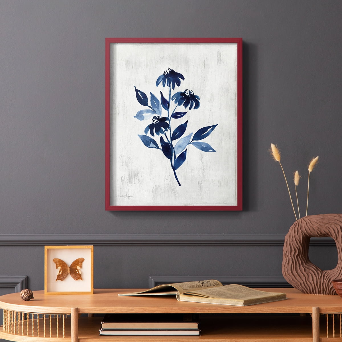 Wild Indigo I Framed Print in Red Solid Wood 11 x 14 Framed Print