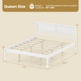 thumbnail image 3 of Costway Lit Plateforme en Bois Format Grand avec Tête de Lit, Base de Matelas, Blanc, 3 of 10