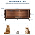 thumbnail image 4 of 59" Hidden Cat Litter Box Enclosure Furniture, Double-Room Litter Box Cabinet with Sliding Door - Dog-Proof - Odor Control - Storage Bench Hideaway - Indoor Cat House, Color: Walnut, 4 of 8