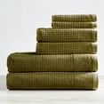 thumbnail image 1 of Great Bay Home Cotton Textured Quick-Dry Towel Set  (6 Piece Set, Dark Olive), 1 of 6