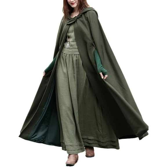 Ladies Autumn Winter Loose Cape Hooded Coat Poncho Cape Knitted Sweater Long Cardigan Trench Coat Outwear(Xl)