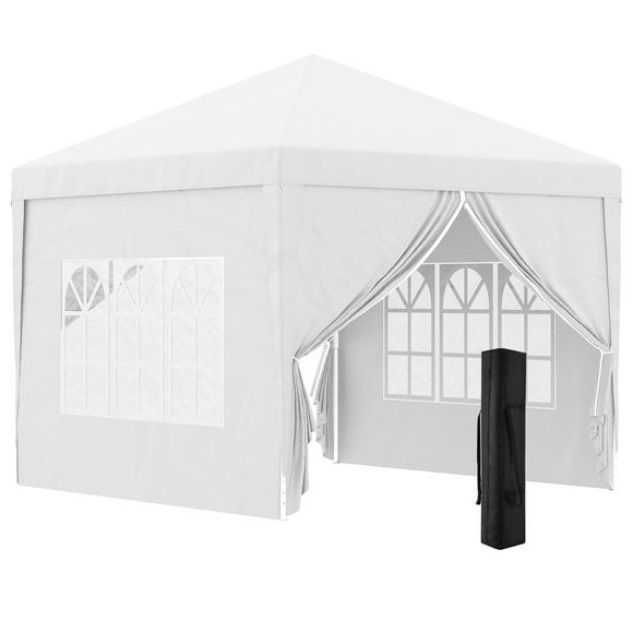 Outsunny 10'x10' Tente de Fête Pop Up Extérieure avec Sac de Transport Blanc