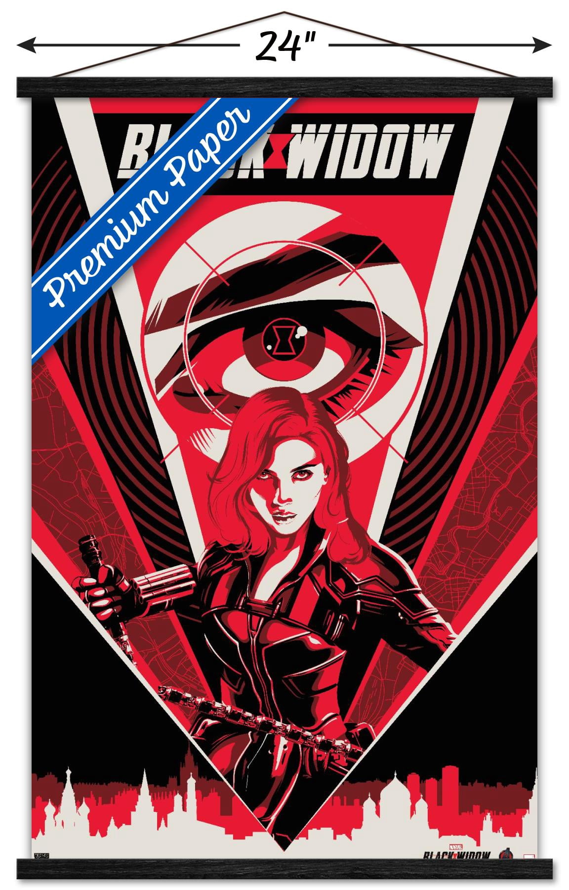 Marvel Cinematic Universe - Black Widow - Eye Wall Poster with Wooden Magnetic Frame, 22.375" x 34"