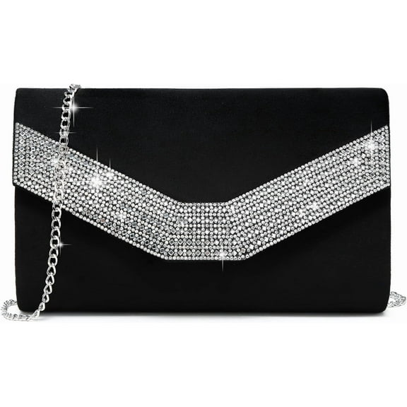 Omlopp Women's Evening Bags Formal Party Clutches Wedding Purses Cocktail Prom Handbags-rhinestone Black