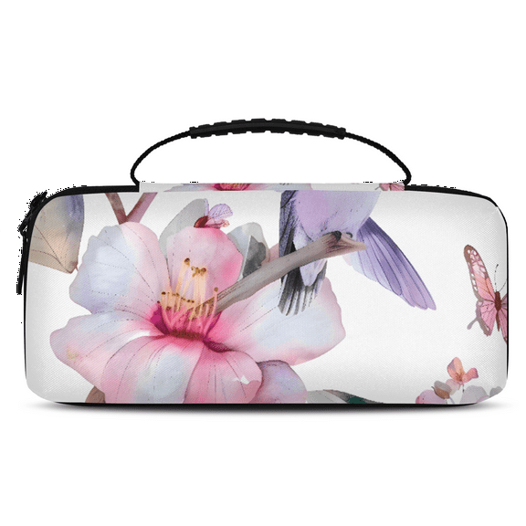 Herdesigns Hummingbird On Flower Carrying Case for Nintendo Switch 2 with 20 Game Card Slots, Portable Travel Carry Case for Accessories and Console