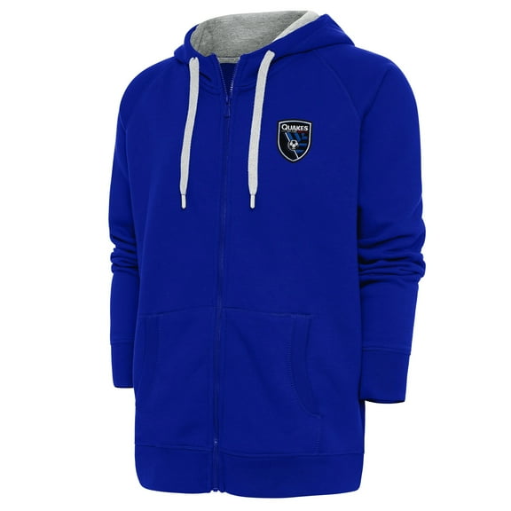 Men's Antigua Royal San Jose Earthquakes Logo Victory Full-Zip Hoodie
