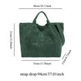 thumbnail image 3 of Uobin Corduroy Tote With Embroidered Letter Design Casual Shoulder Handbag For Daily Use, 3 of 4