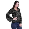 thumbnail image 2 of Moomaya Womens Collar Kurta Kurti Lace Detail Printed Full Sleeve Top Tunic, 2 of 6