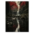 thumbnail image 3 of Designart "Eternity in Grey and Red Waterfall II" Landscapes Print on Natural Pine Wood, 3 of 5