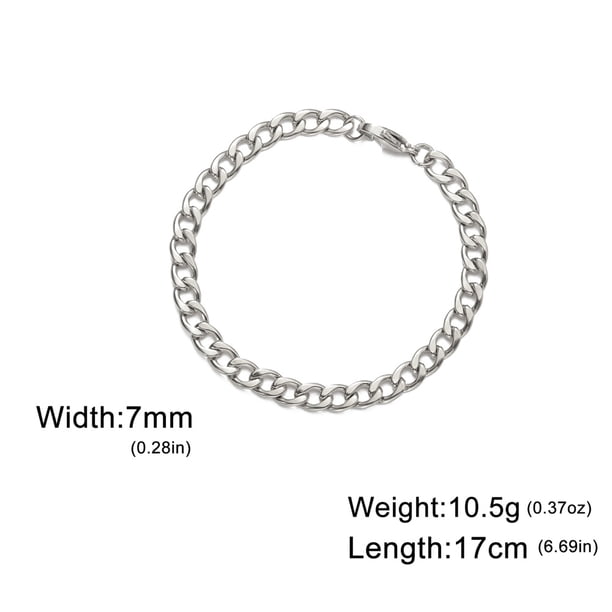 My Shape Fashion Cuban Chain Men Bracelet Stainless Steel 3/5/7/9mm Width Chain Bracelets Figaro Chain Boy Wrist Jewelry Couple