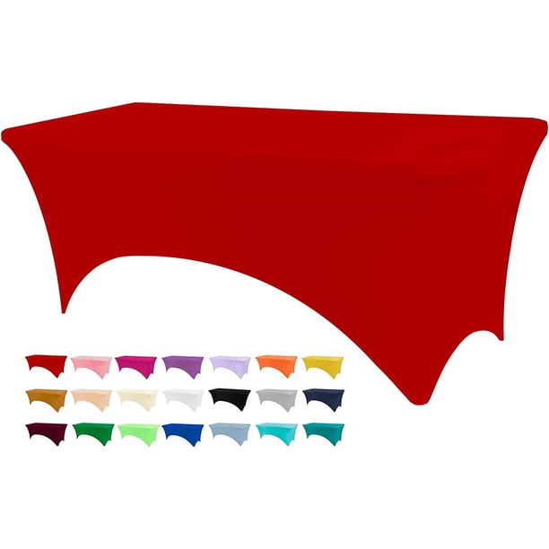 Nvzi Manteles para mesas de 6 pies, manteles de licra de 6 pies, manteles rectangulares rojos de 6 pies para eventos, bodas, banquetes y fiestas