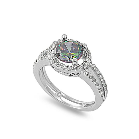 Embraced Mystic Simulated Topaz Cubic Zirconia Ring Sterling Silver 925