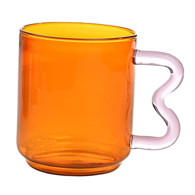 Hermosa taza de café de borosilicato con asa de oreja, para desayuno, 450 ml/15 oz Naranja
