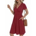 thumbnail image 3 of UVN Vestidos para Mujer con Escote en V Profundo, Manga Corta, Vestido Veraniego Midi para Fiesta con Bolsillo, 3 of 8