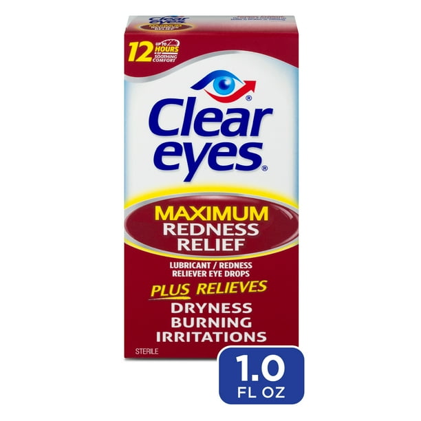 Clear Eyes Maximum Strength Redness Relief Eye Drops, Red