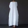 thumbnail image 5 of CHOK Robe Maxi d'Été en Coton et Lin à Manches Courtes pour Femmes, Grande Taille, Décontractée, Col Rond, Ample, Longue, 5 of 5