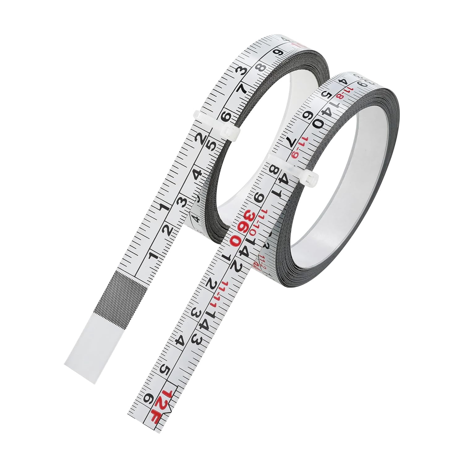 2 Packs 1/2-Inch Self-Adhesive Measuring Tape, 143 Inch or 366cm Peel and Stick Tape Measure, Imperial and Metric Scales, Left-Right Reading Ruler Tape for Workbench, Table Saw, Drafting Table, White
