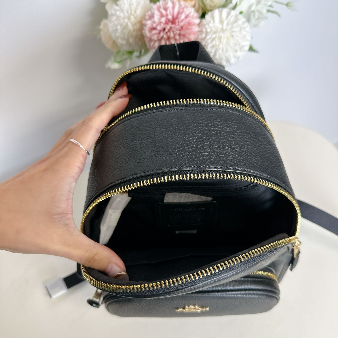 Coach Mini Court Backpack with Multiple Pockets and Adjustable Straps in IM BLACK Walmart
