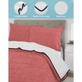 thumbnail image 4 of Quilts Twin XL Size, Coral Red Soft Comforter Bedding Set for Bed, Farmhouse Burlap Solid Red Color Modern Linen Texture Lightweight Quilted Bedspread with Pillow Cover(2 Pieces), 68x98 Inch, 4 of 6