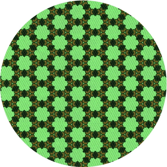 Ahgly Company Machine Washable Indoor Square Transitional Dark Forest Green Area Rugs, 3' Square