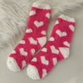 thumbnail image 2 of Womens Adorable Pink Patterned Fuzzy Socks with Hearts Stripes And Polka Dots Fuzzy Socks for Women, Soft Comfy Cozy Fluffy Thick Winter Warm Fleece Slipper Socks E, 2 of 6