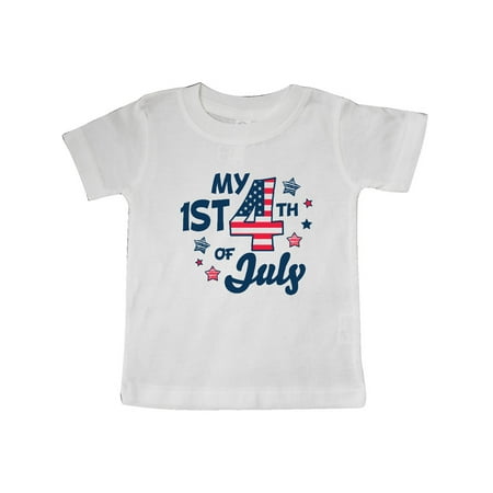 

Inktastic My 1st 4th of July with Striped Stars Gift Baby Boy or Baby Girl T-Shirt