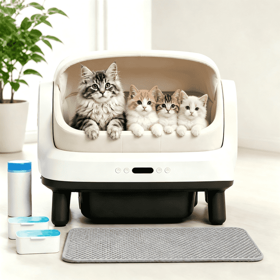 Automatic Cat Litter Box for Large Cats, XXXL Open Top Self Cleaning Litter Box