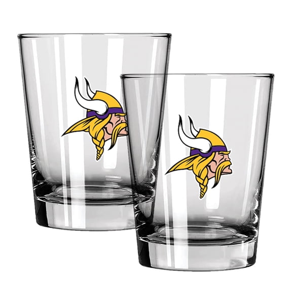 The Memory Company Minnesota Vikings 15oz. Two-Pack Rocks Glass Gift Set