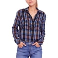 thumbnail image 1 of Free People - Camisa con botones a cuadros mágicos para mujer, azul, pequeña Free People Camisa con botones, 1 of 1