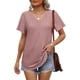 thumbnail image 2 of Tops OFEEFAN de verano holgados con cuello en V y dobladillo curvo para mujer, 2 of 6