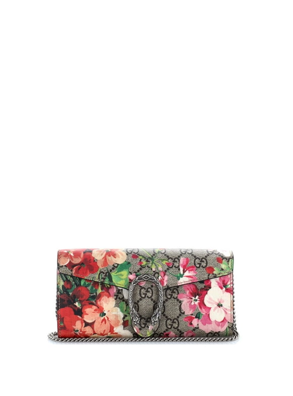 Pre-Owned Dionysus Chain Wallet Blooms Print GG Coated Canvas Long By Rebag