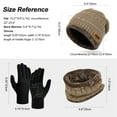 thumbnail image 6 of Vbiger 3 PCS Winter Beanie Hat Scarf Set with Gloves Touch Screen Cold Weather Knit Wool Neck Warmer Skull Cap Khaki, 6 of 6
