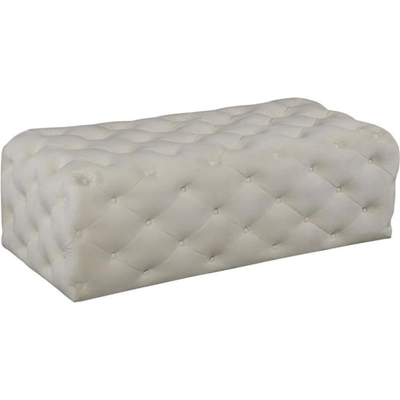 Meridian Furniture Casey Button Tufted Cream Velvet Ottoman and Bench