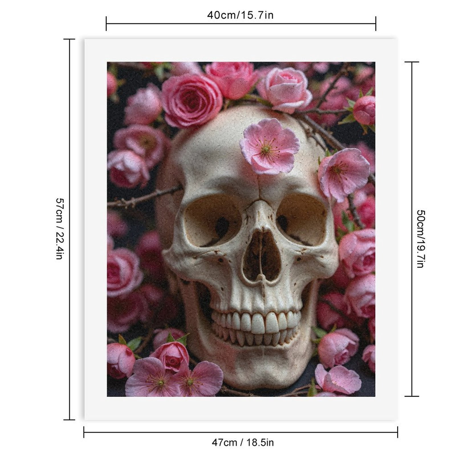 Paint By Numbers Kit for Adults Beginner - DIY Skull Floral Art Pink Blossoms Canvas Painting Kits for Adults, Frameless Paint By Number for Adults for Home Wall Decor 16x20 Inch