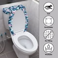 thumbnail image 3 of HELLHERO Toilet Lid Covers, Washable and Reusable Elastic Fabric Toilet Top Cover, U-Shaped, Leopard Print Floral Design, 3 of 8