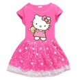 thumbnail image 3 of Ropa para niños de Hello Kitty, falda de princesa a la moda de algodón puro, vestido plisado de manga corta con estampado de dibujos animados para niñas, 3 of 5