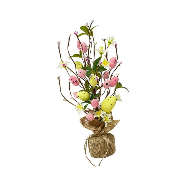 Decoraciones de Pascua, de huevos de Pascua, decoración de mesa, adorno para el hogar, manualidades de Pascua, artificial para vacaciones, Estilo C Macarena Árbol de huevos de Pascua