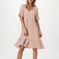 thumbnail image 5 of UoCefik Women's Summer Dresses Casual Midi Swing Short Sleeve V Neck Tiered A Line Flowy Beach Dress Sundress 2025, Pink XXL, 5 of 5