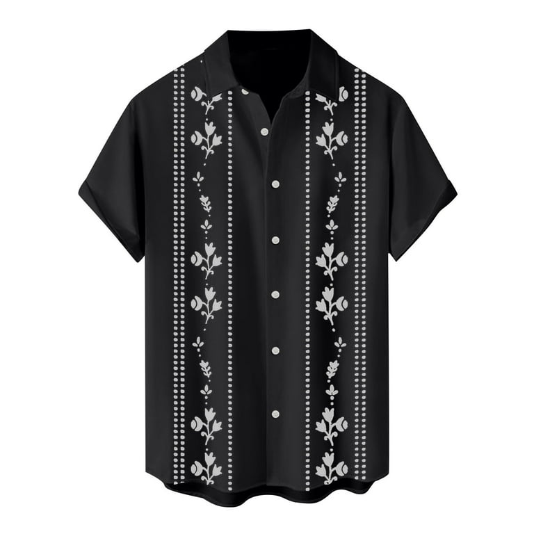 YDDIAN Mens Short Sleeve Guayabera Shirts Linen Cotton Button Down