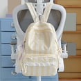 thumbnail image 3 of Women Bow Print Backpack with Multi-Pocket, Lace Trim Large Capacity School Bag for Travel Shopping (Yellow), 3 of 10
