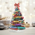 thumbnail image 5 of 2D Creative Book Christmas Tree Acrylic Ornament - Books Design, Colorful Desktop Decoration for Book Lovers(2 pcs,9.84 in), 5 of 6