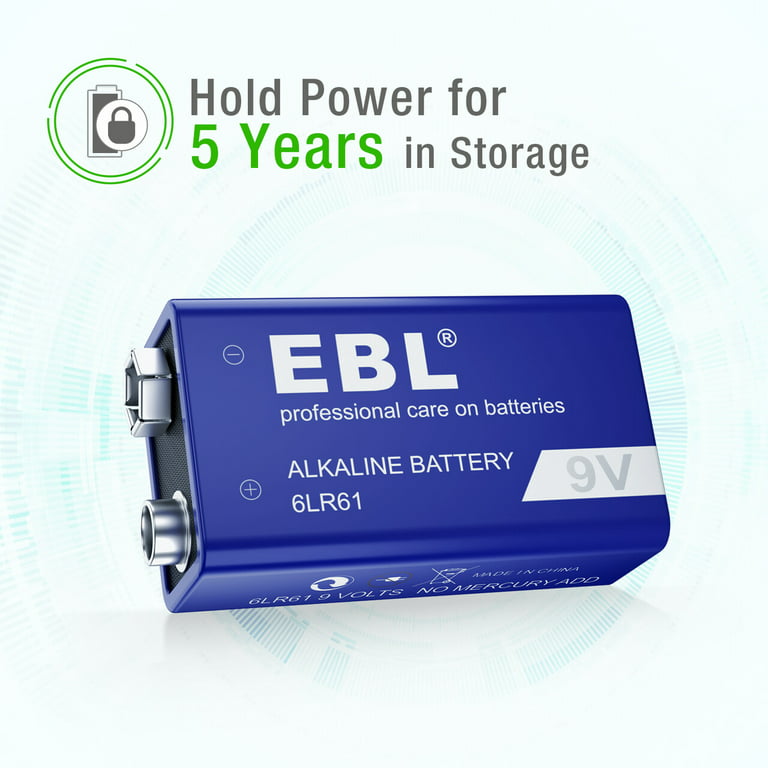 EBL Alkaline 9V Batteries, 6LR61 9 Volt Batteries, 1 Pack 