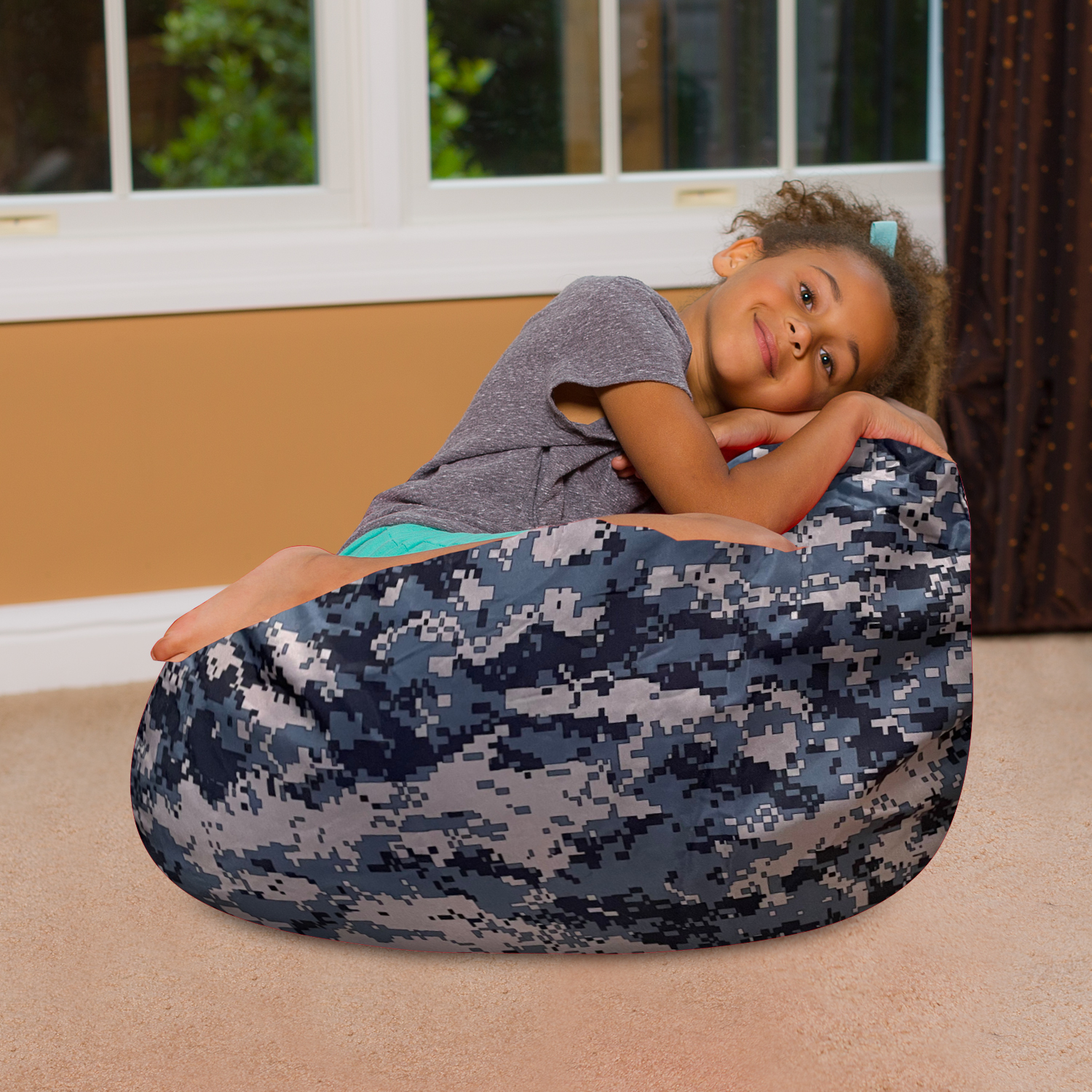 Posh Creations Bean Bag Chair for Kids, Teens, and Adults, 27in - Medium, Nylon Camo Digital
