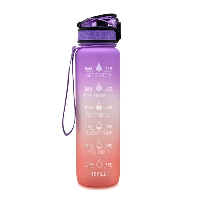 1000ml 33oz Leakproof Motivational Water Bottle Soft Straw Time Marker BPA  Free Drinking Portable Fitness Outdoor Enthusiasts